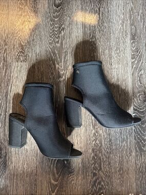 DKNY Black Open-Toe Block Heel Booties